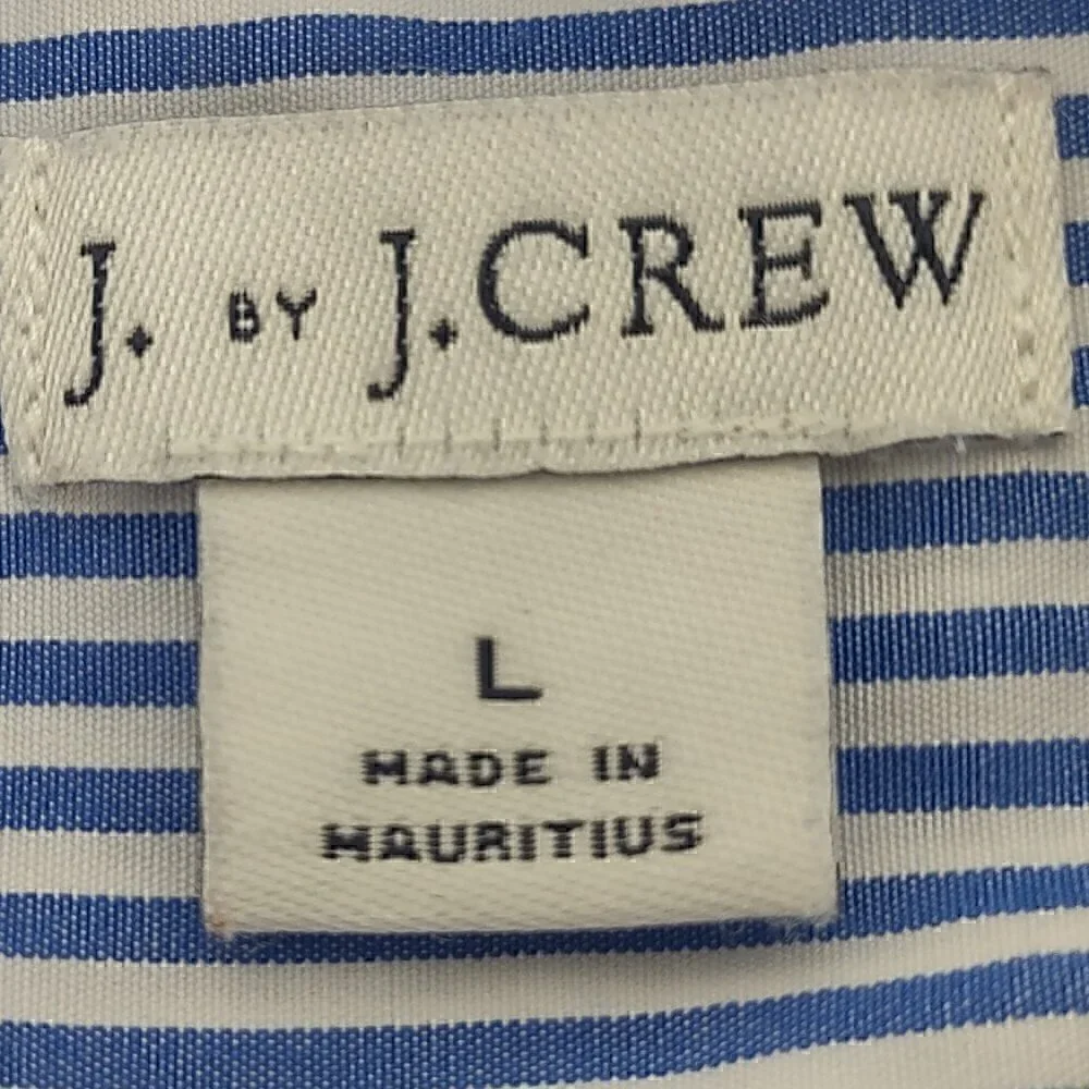 J. By J. Crew Mens 100% Cotton Blue White Striped Button Down Dress Shirt Size L